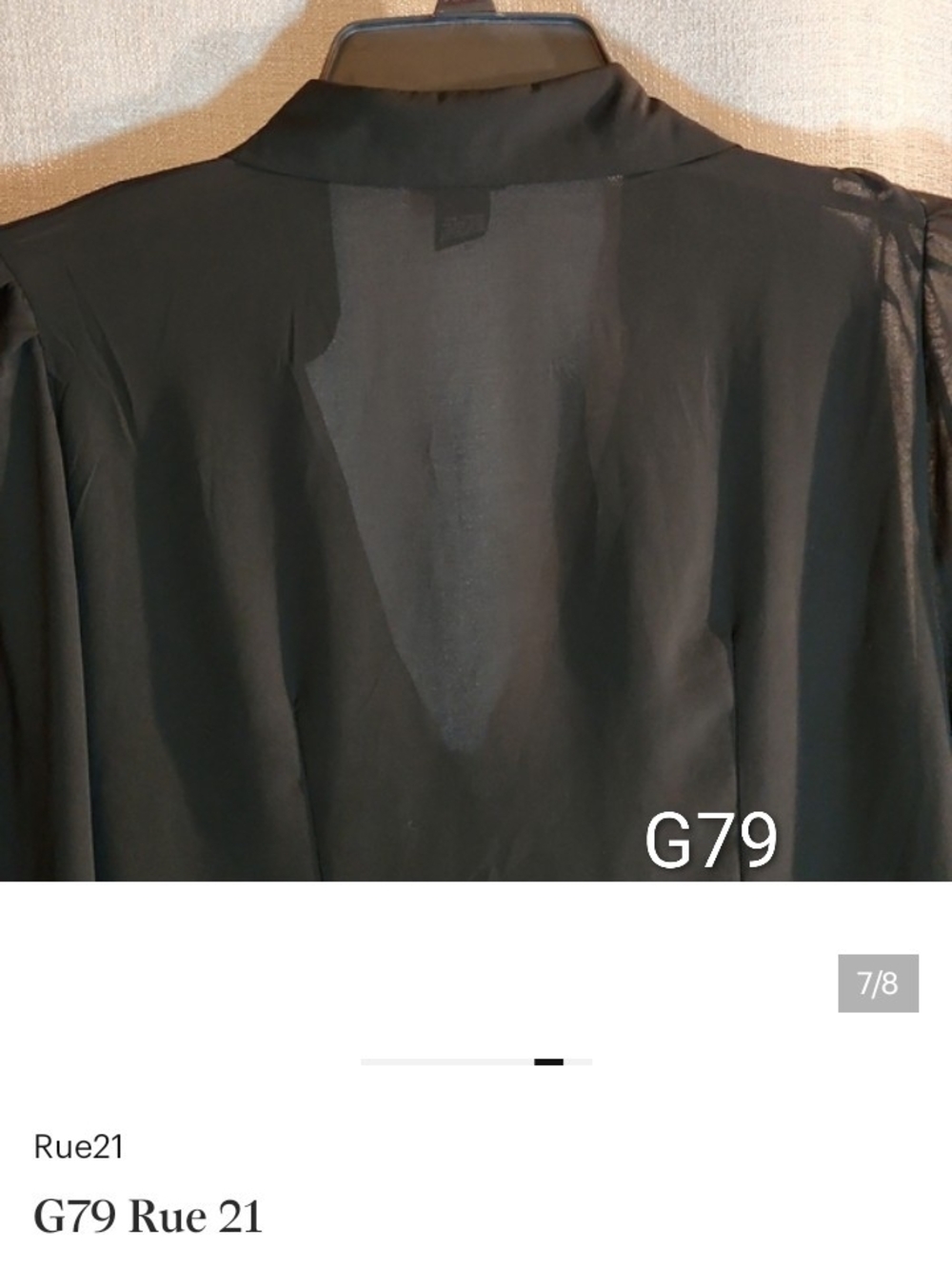 G79 Rue21 Black Draped Cowl Neck Sheer Blouse - Picture 5 of 8